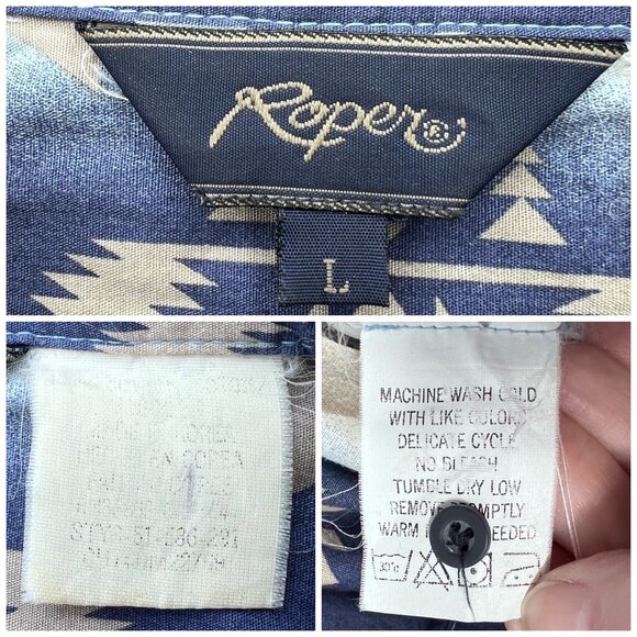 Roper Short Sleeve Button Down Shirt Aztec Western Print Size Large - Picture 3 of 8